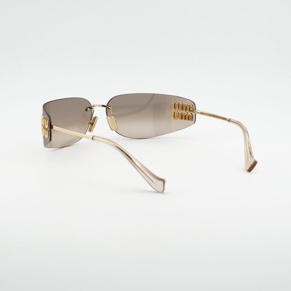 Miu Miu MUA51S 5AK20P Sunglasses Gold Rectangle Frame, Bronze Mirror Lenses main image 8